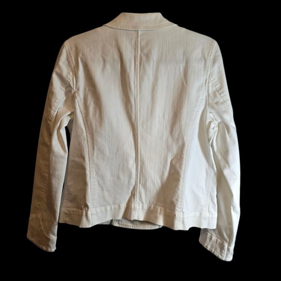 LAUREN JEANS CO RALPH LAUREN SIZE LARGE WOMENS JACKET MILITARY STYLE WHITE DENIM - Picture 6 of 10